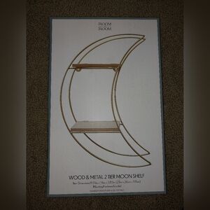 Room 2 Room wood & metal moon wall shelf